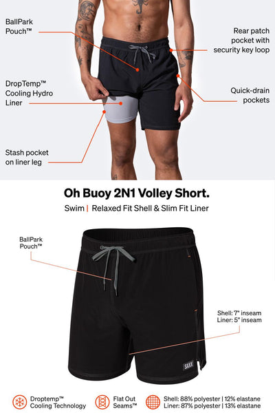 SAXX Oh Buoy 7” Stretch Volley Shorts SXSW78L-TII