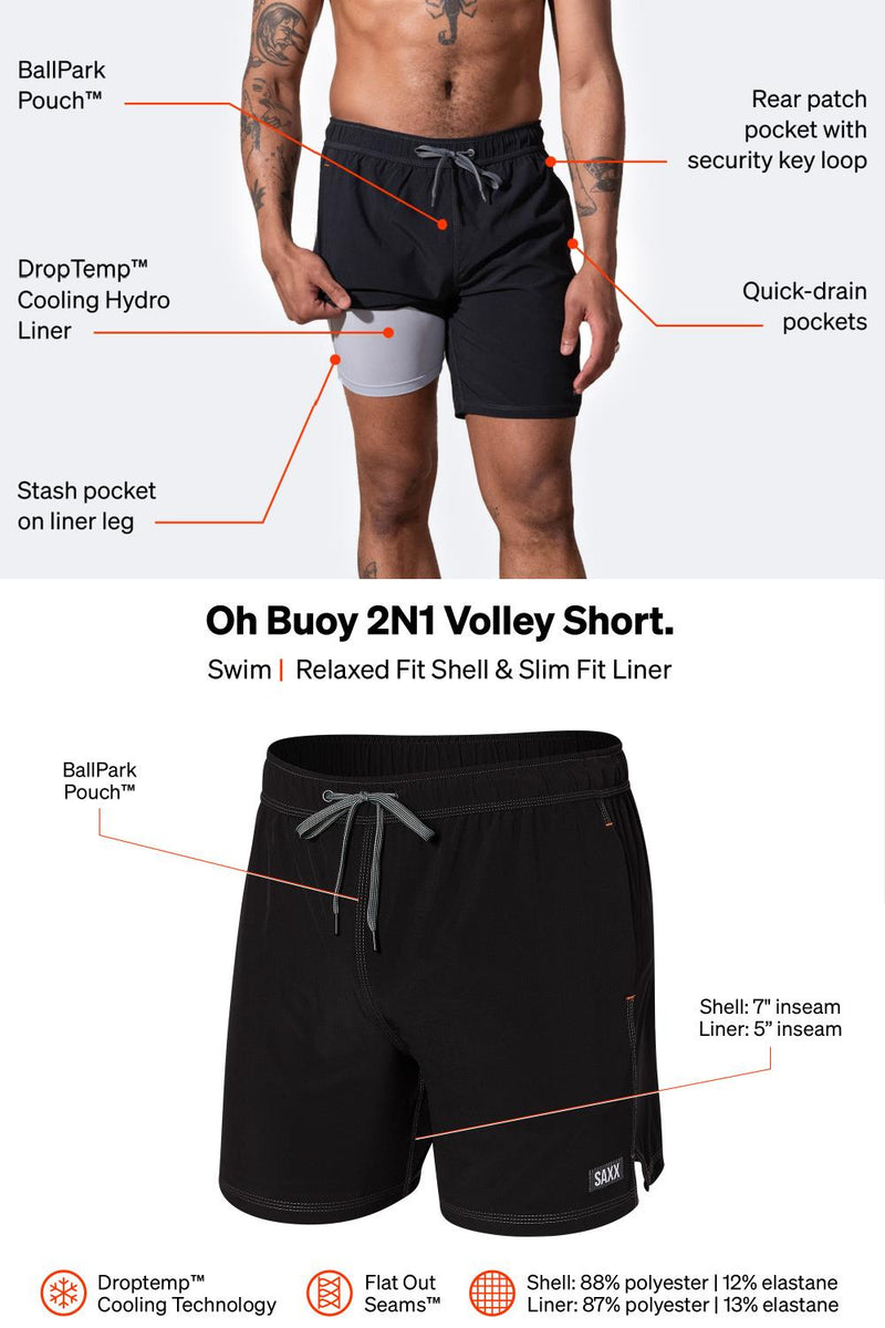 SAXX Oh Buoy 7” Stretch Volley Shorts SXSW78L-TII