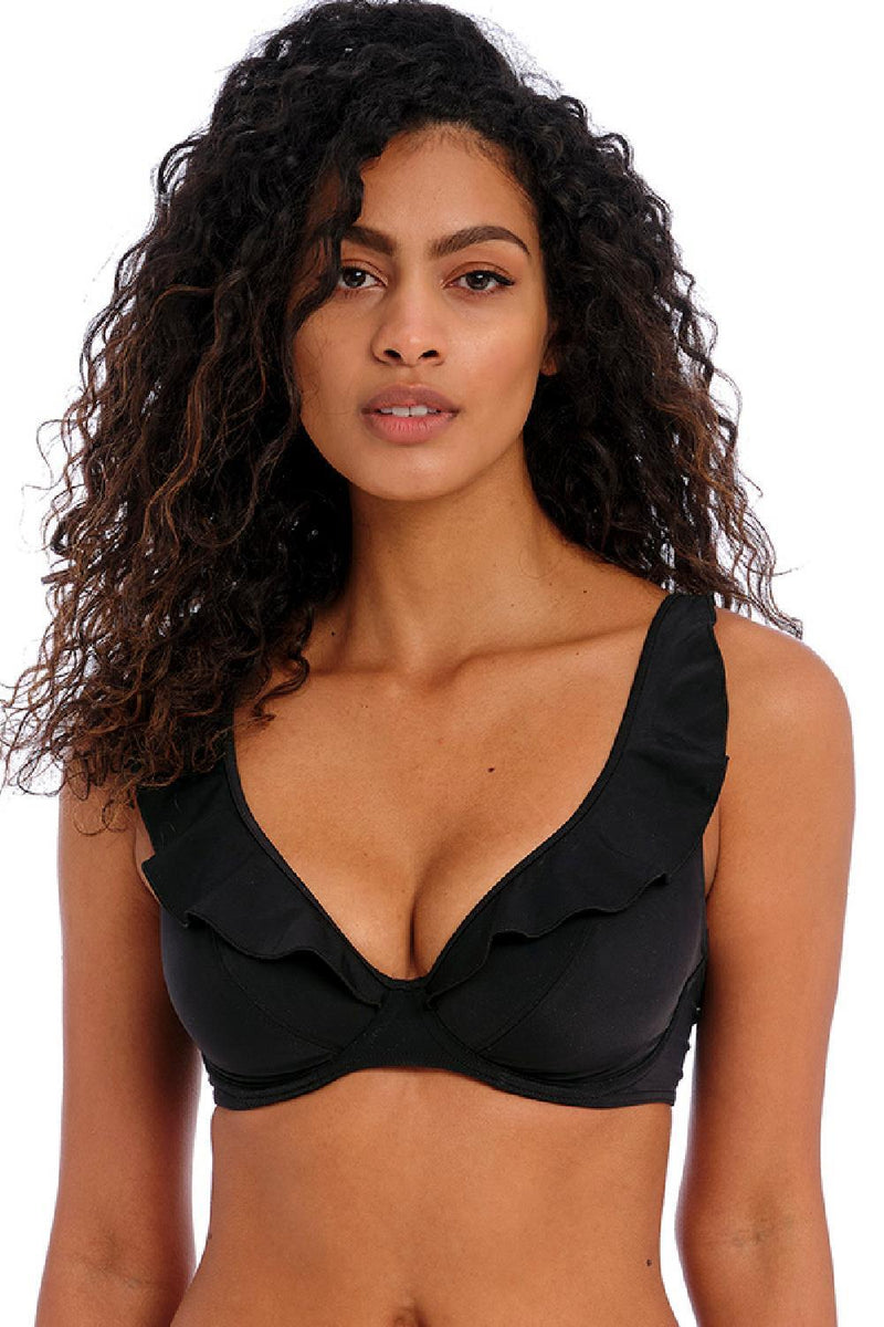 Freya Jewel Cove High Apex Bikini Top, Plain Black (AS7230)