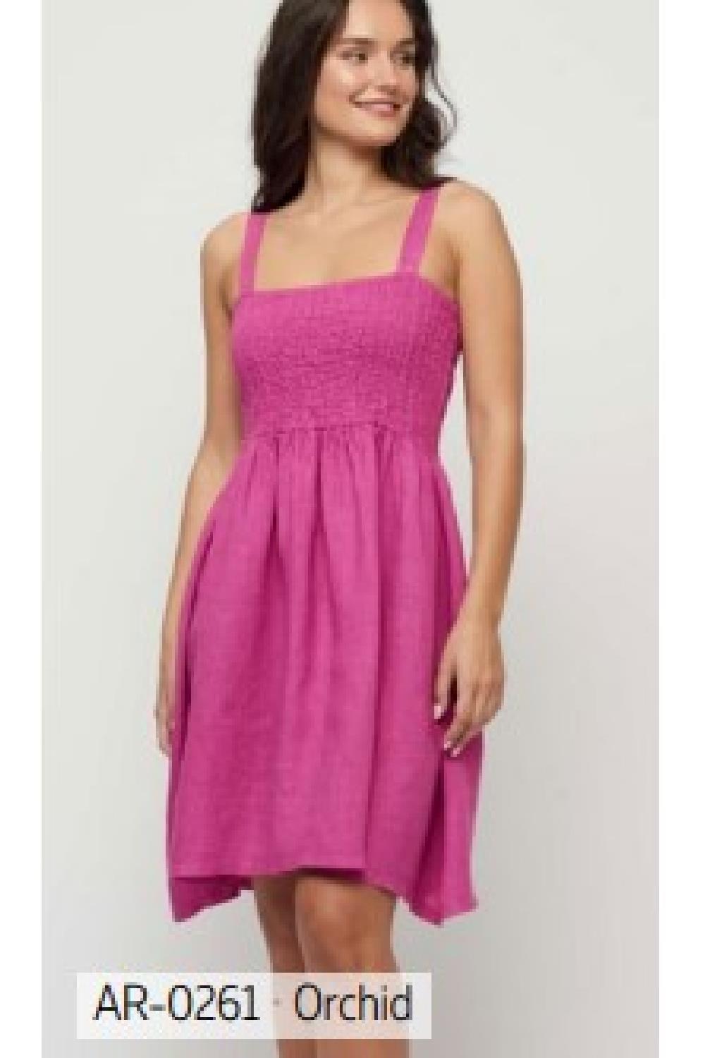 Pistache Linen Shirt Dress With Patch Pockets- Lilac main image 1