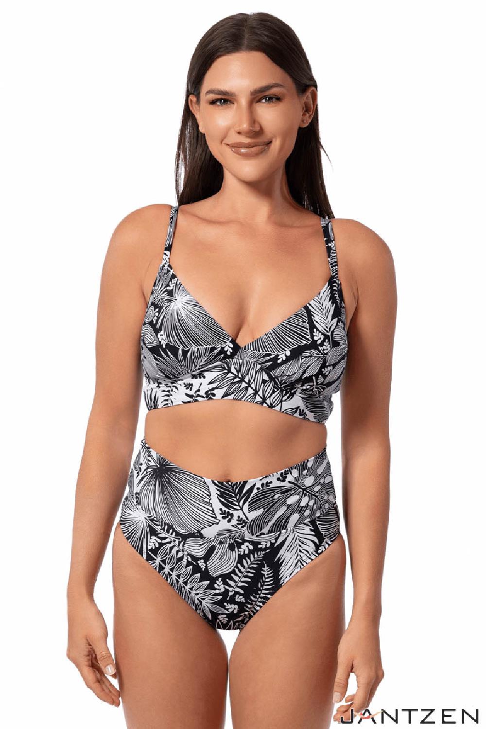 Jantzen Forest Blast Cecile Midkini Top, Black