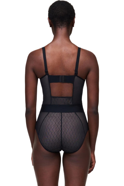 Chantelle Smooth Lines Bodysuit, Black Beige (C11N7)