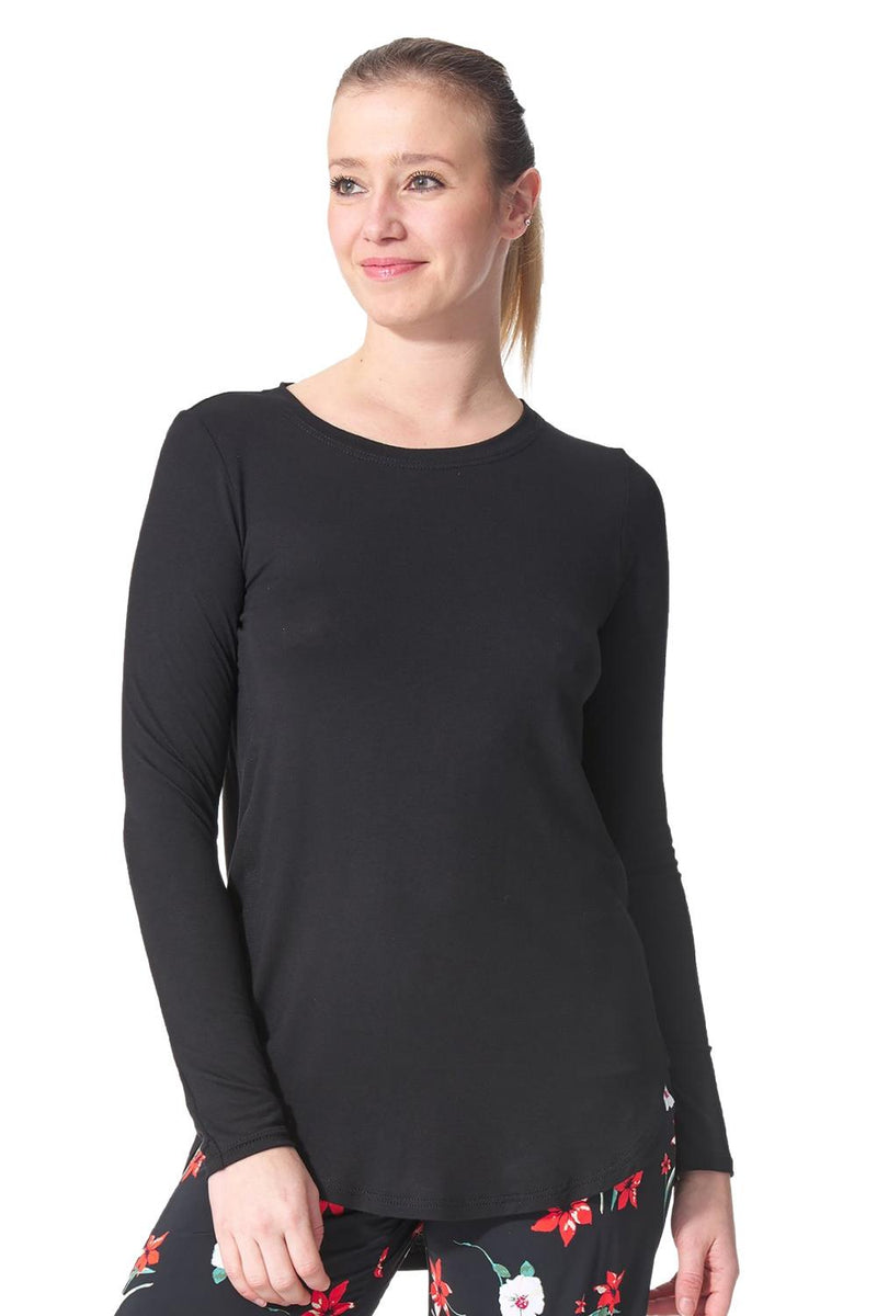 Marie Solid Round Neck Top 7453  Black