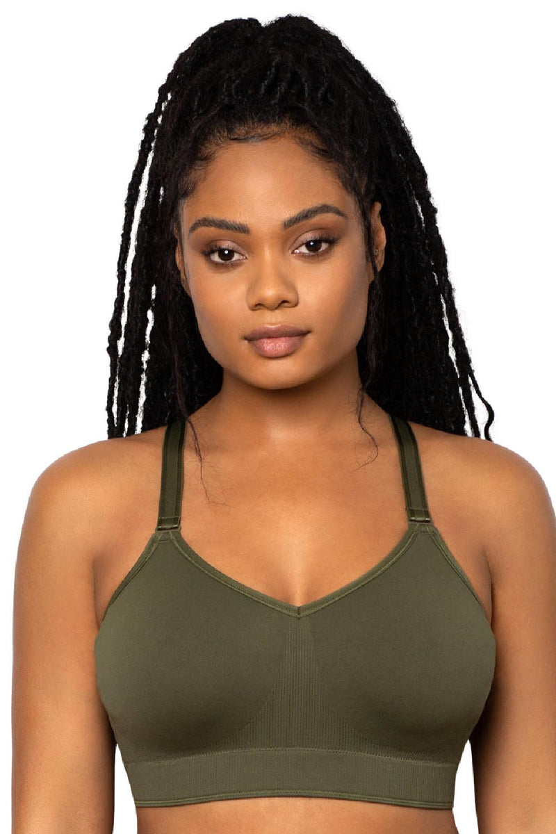 Curvy Couture Smooth Seamless Comfort Wireless Bra, Olive night (1331)