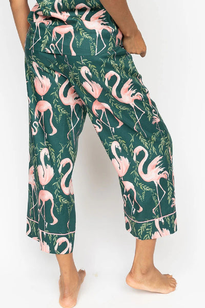 Cyberjammies Ivy Wide Leg Cropped PJ Set, Flamingo Print (0706)