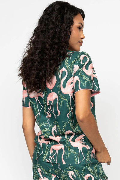 Cyberjammies Ivy Wide Leg Cropped PJ Set, Flamingo Print (0706)