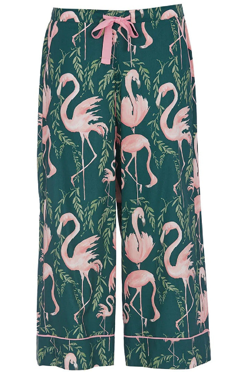 Cyberjammies Ivy Wide Leg Cropped PJ Set, Flamingo Print (0706)