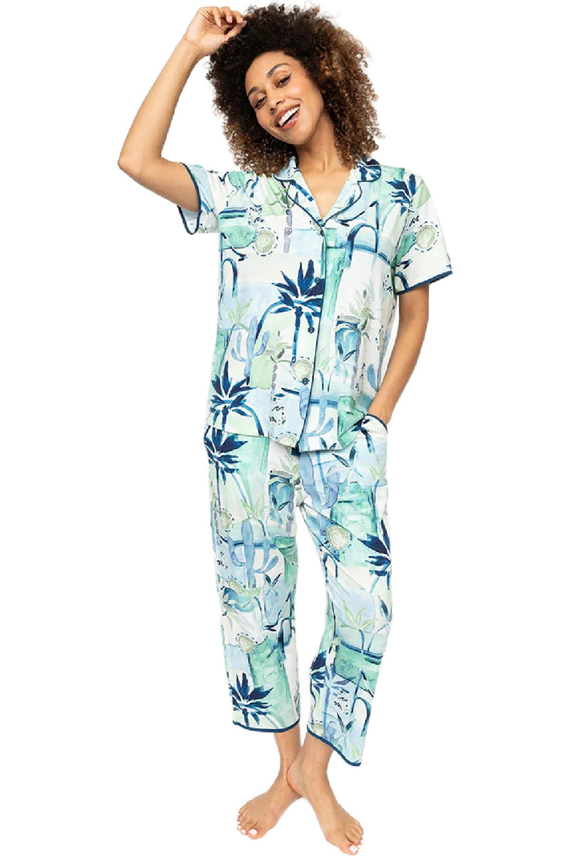 Cyberjammies Harriet Womens Jersey PJ Set, Watercolour Landscape Print (0718)