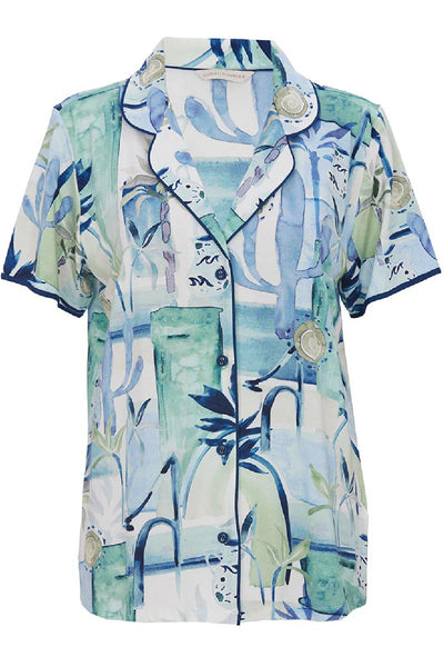 Cyberjammies Harriet Womens Jersey PJ Set, Watercolour Landscape Print (0718)