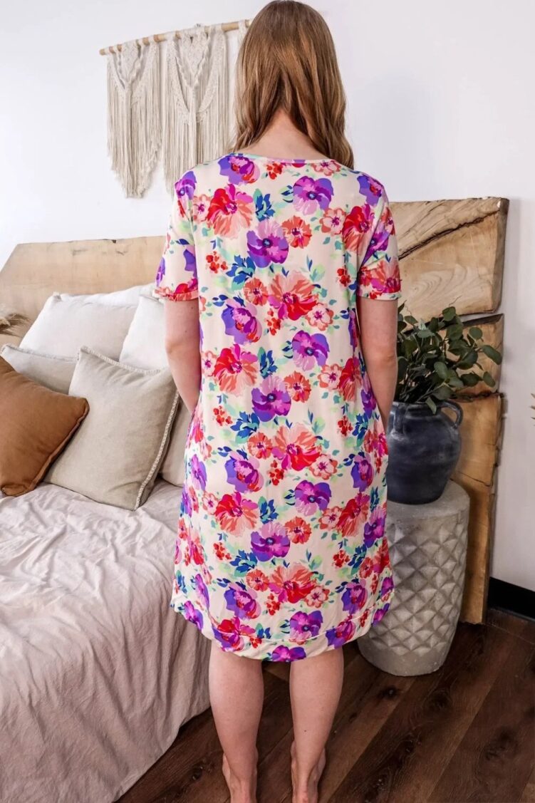 Cloud Nine Pajamas Bamboo V-Neck Nightie, Blooming Love (GR106NSV/PK)