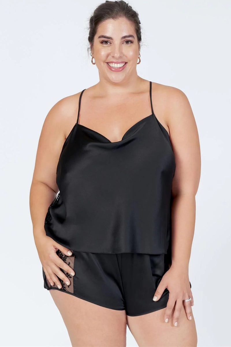 Rya Darling Plus Cami-Tap Set, Black (379X)