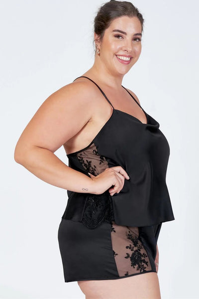 Rya Darling Plus Cami-Tap Set, Black (379X)
