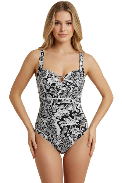 Sunseeker Soulistic Black Ring Front Swimsuit, Black White (1260049)