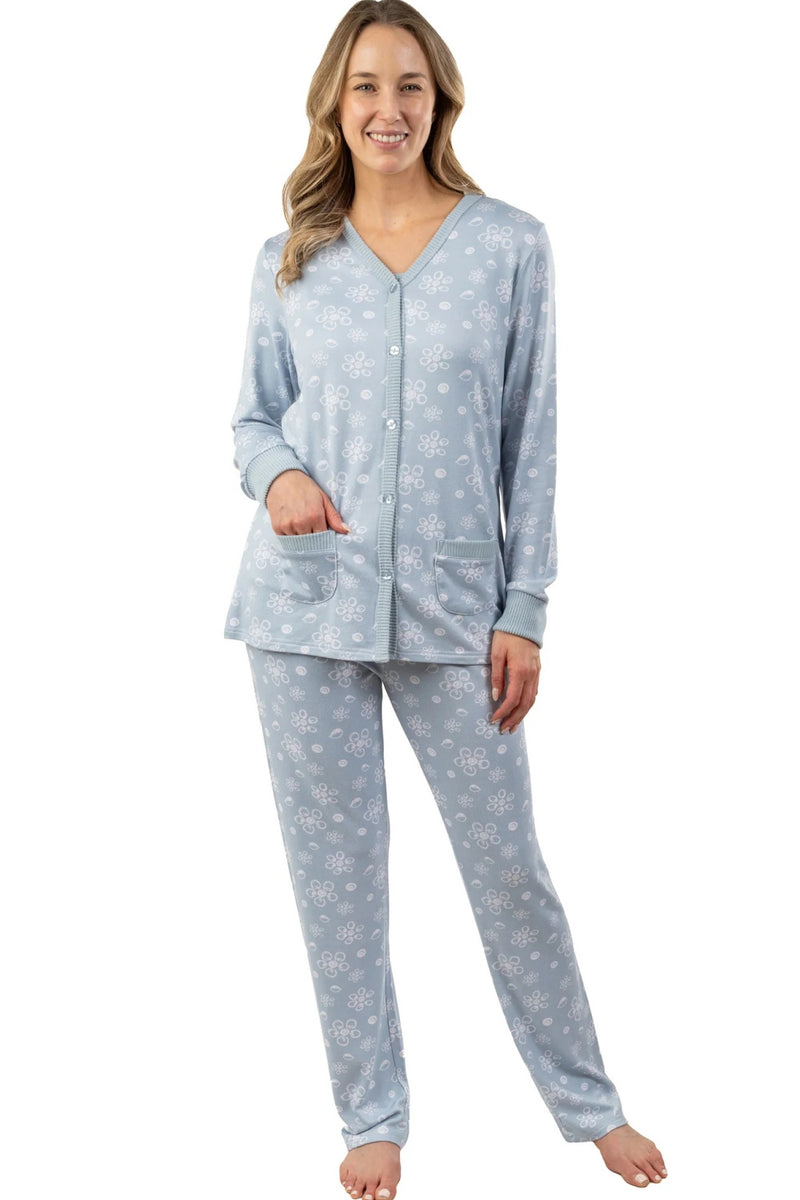 Patricia Winter Sky 3 Piece PJ Set, Blue White (127-22)