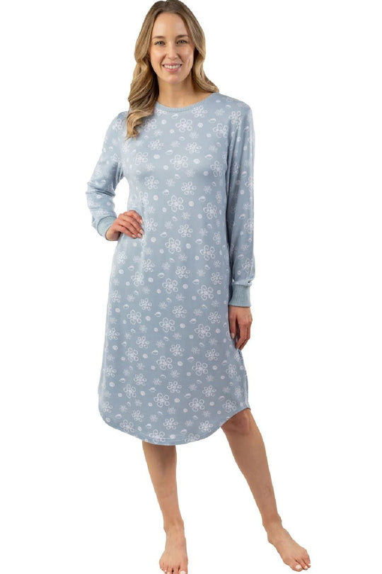 Patricia Winter Sky Nightgown 42", Blue White (127-2)