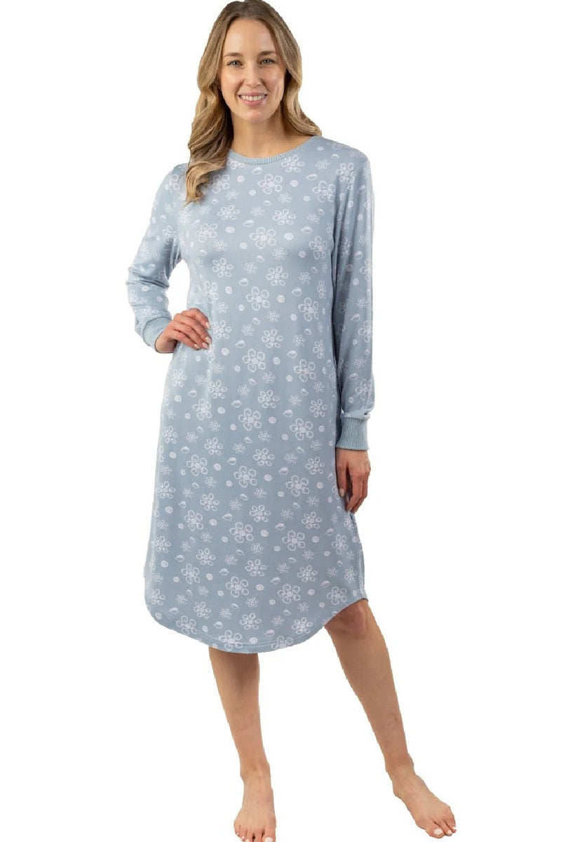 Patricia Winter Sky Nightgown 42", Blue White (127-2)