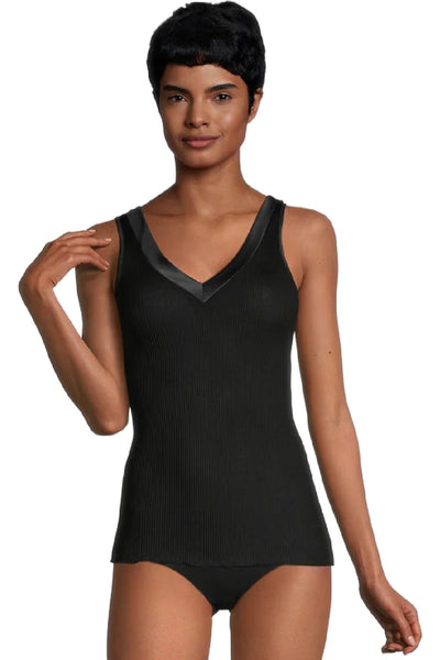 Oscalito Ribbed Tank with Satin trim, Black (16132)