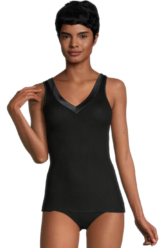 Oscalito Ribbed Tank with Satin trim, Black (16132)