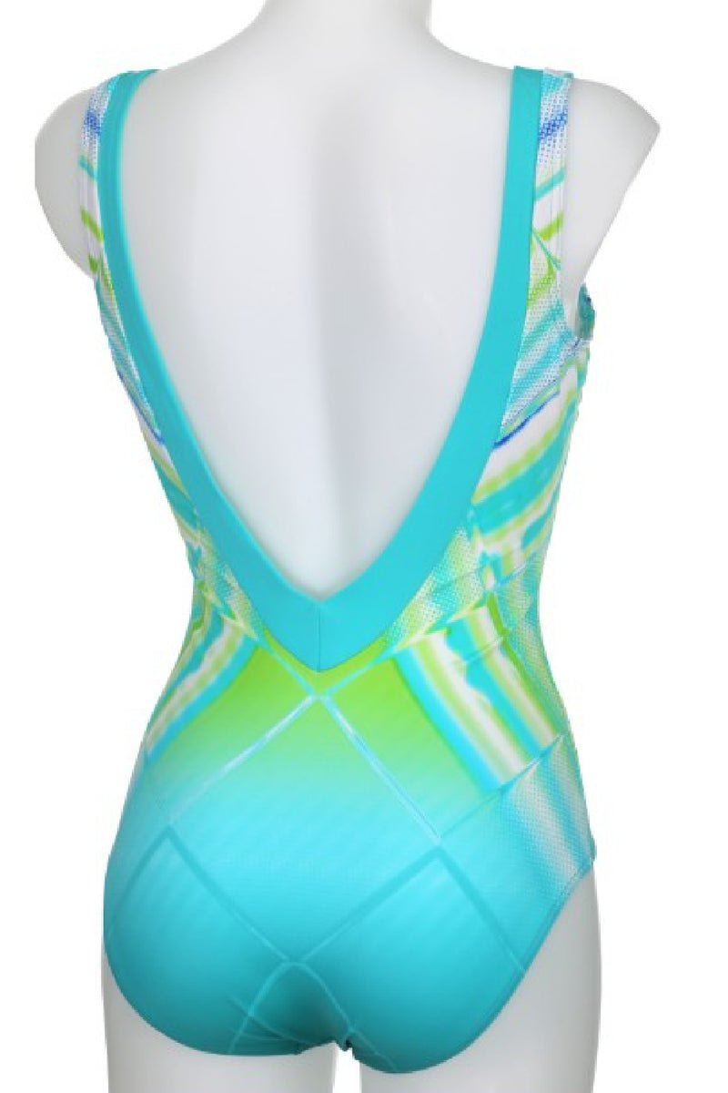 Sunflair V-Neck Low Back Swimsuit, Turquoise (22042)