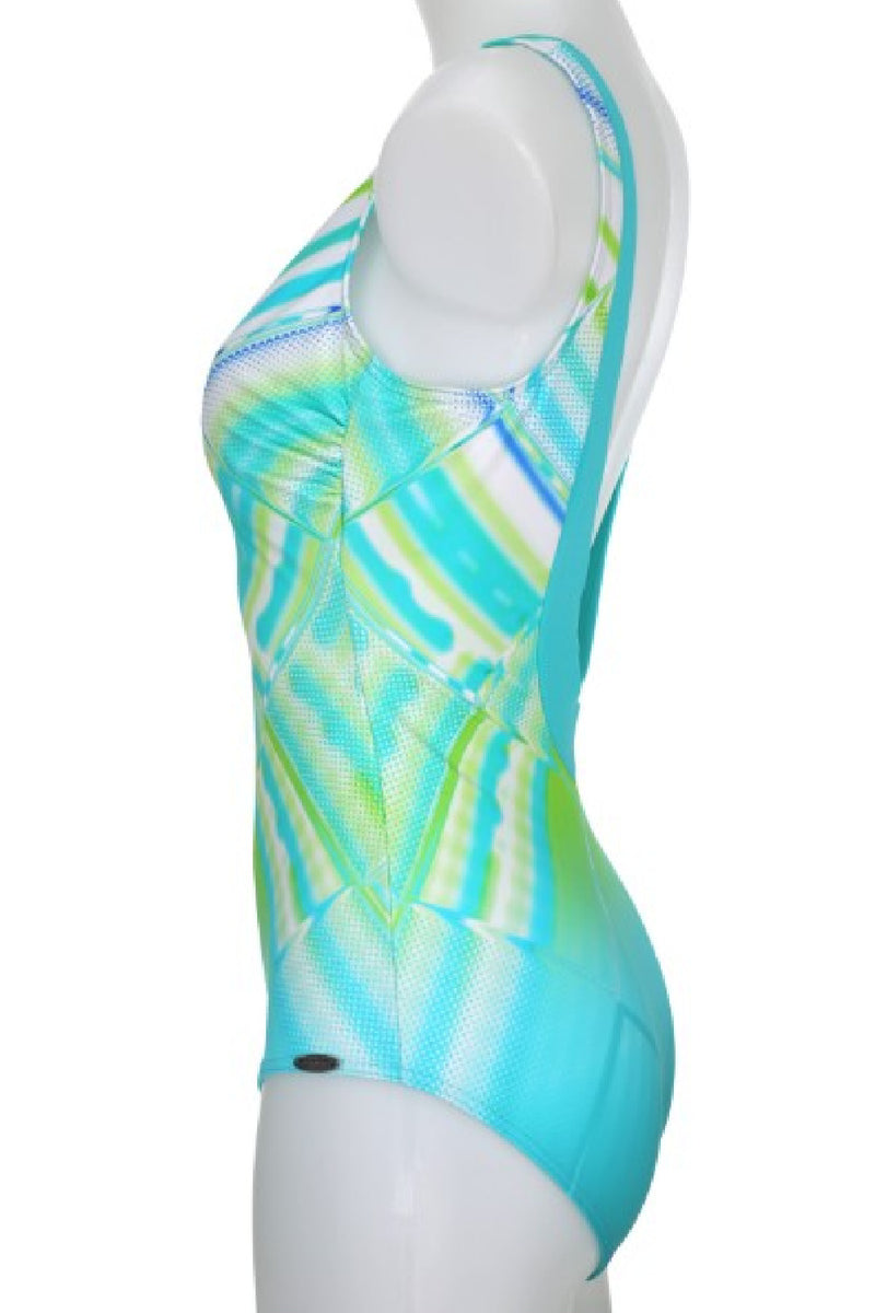 Sunflair V-Neck Low Back Swimsuit, Turquoise (22042)
