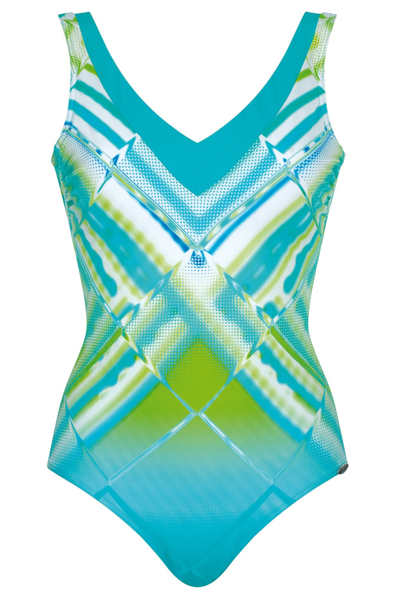 Sunflair V-Neck Low Back Swimsuit, Turquoise (22042)