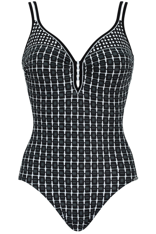 Sunflair V-Neck Swimsuit, Black (22119)