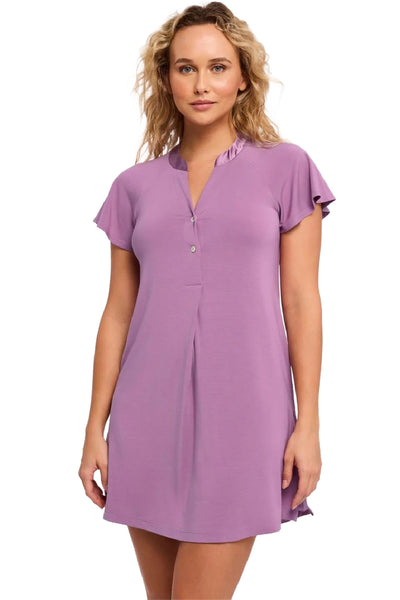 Fleur't Essentials Fluttered Sleeve Nightshirt, Berry Glaze (638)