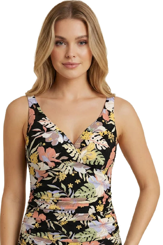 Sunseeker Daydream Moonstone Plus Cup Cross Front Tankini, Black Multi (2261006)