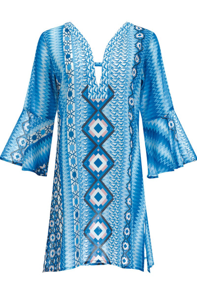 Sunflair Wide Sleeves Shirt, Blue Multi (23800)