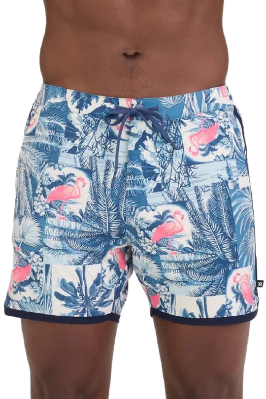 SAXX HarbormasterResort Swim Trunk 5" with Liner 26S02B5-BWI ,(Botanique-Washed Indigo)