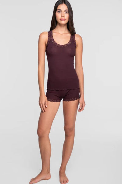 Oscalito Wool and Silk Panties with Leavers Lace, Cherry (3413)