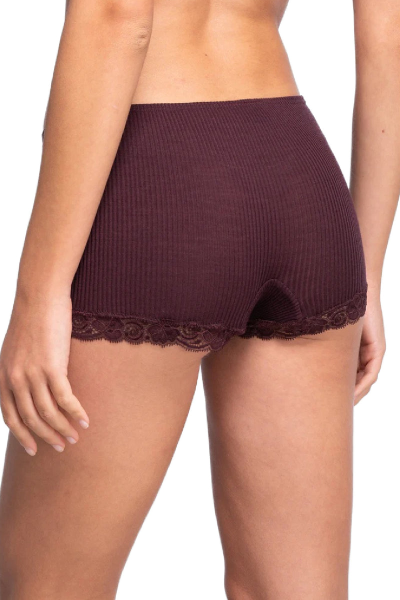 Oscalito Wool and Silk Panties with Leavers Lace, Cherry (3413)