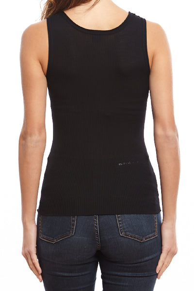 Oscalito Wool and Silk Ribbed Cami, Nero (3442R)