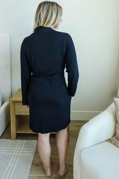 Cloud Nine Pajamas Bamboo Short Robe, Black Beauty (GR119 SH/ROB)