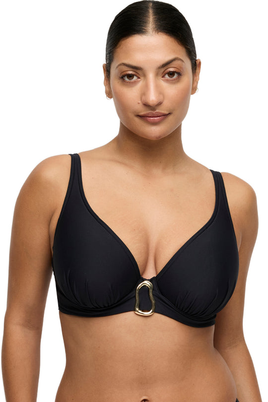 PrimaDonna Swim Uvita Padded Plunge Bikini Top, Black (4013519)