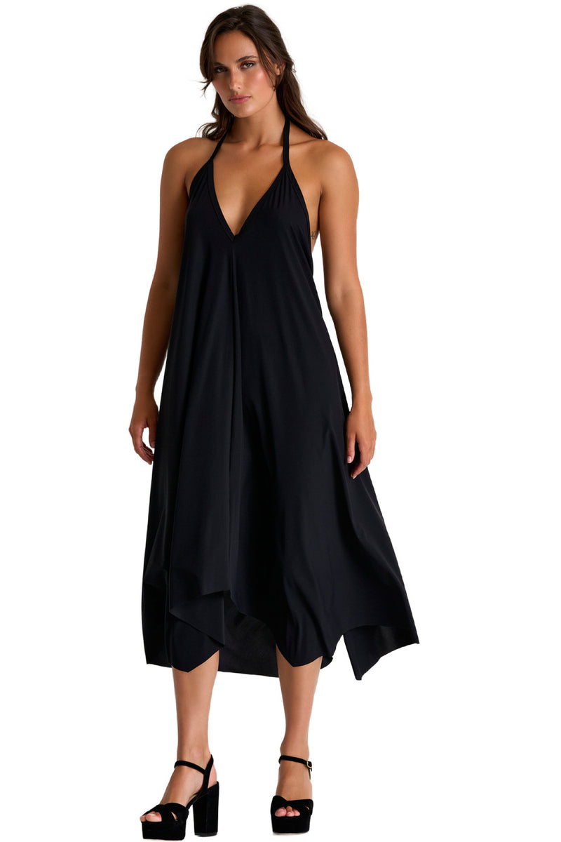 Shan Elizabeth Halter Dress, Black (42630-67)