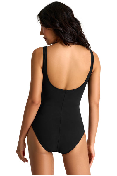 Shan Classic Underwired  Draped Front Swimsuit, Black (42660-02)