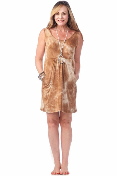 Rapz Empire Pocketed Dress, Brown Tie-Dye (4330)