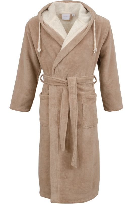 Carl Ross Unisex Hooded Robe, Khaki/White (44300)