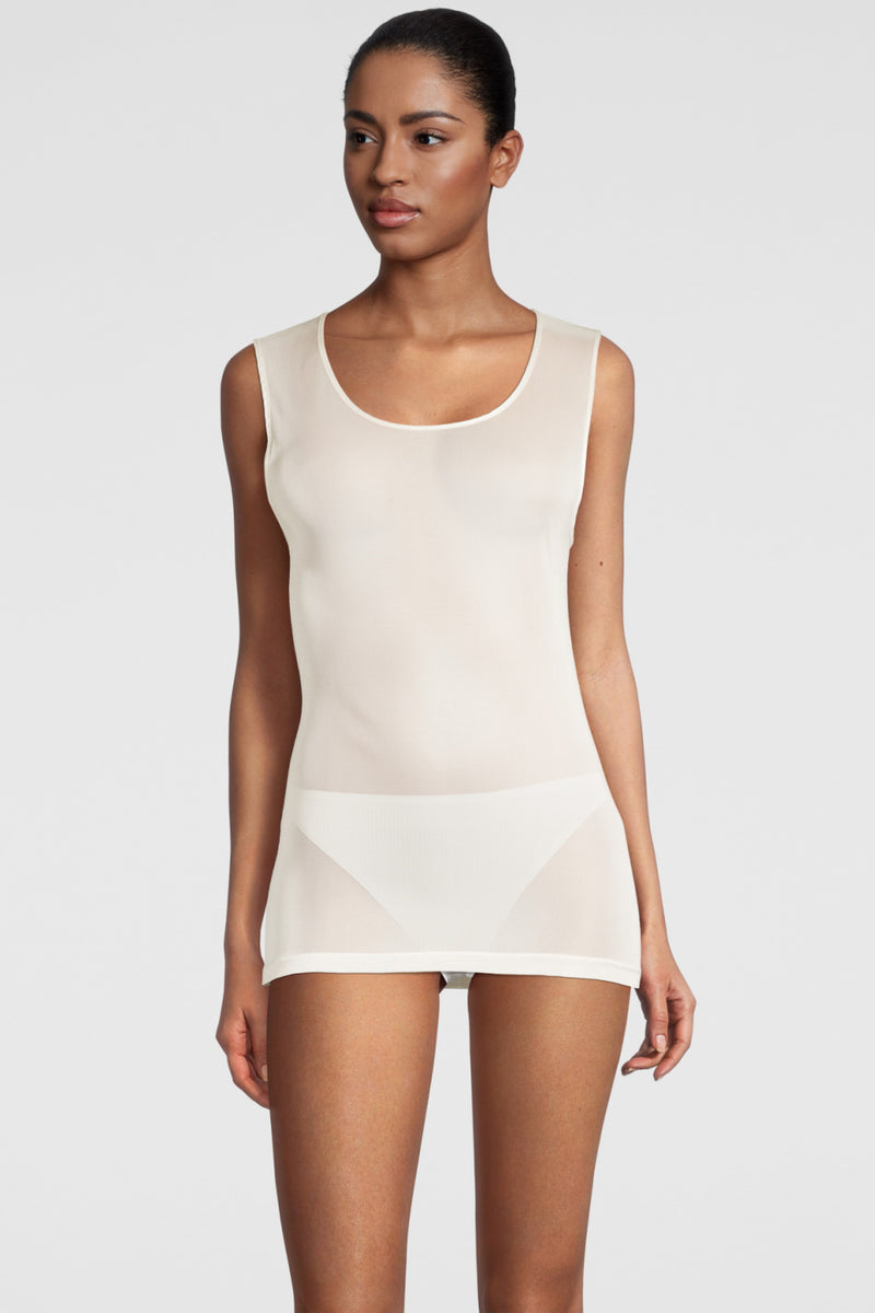 Oscalito Pure Silk Tank Top with Satin Edging, Champagne (4482)