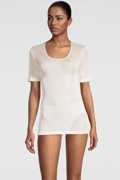 Oscalito Pure Silk Women's T-Shirt with Satin Edging, Champagne (4484)