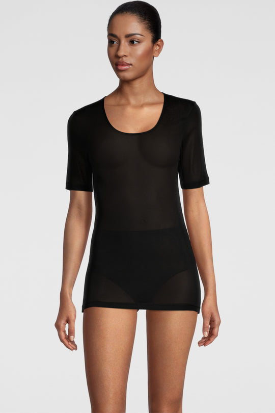 Oscalito Pure Silk Women's T-Shirt with Satin Edging,  Black (4484)