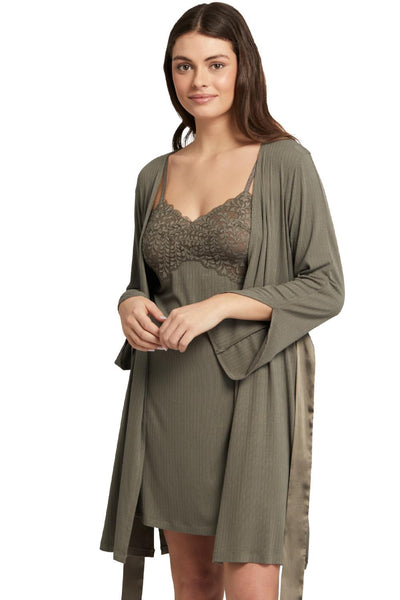 Fleur't Whisper Pointelle Robe 6312 Dusty Olive