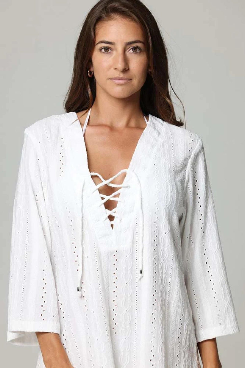 J Valdi Capri Lace Neck Big Shirt J26654 White