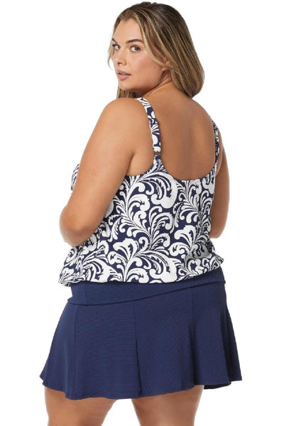 Beach House Women Swim Sea Spray Plus Size Sarah Textured Tankini, Admiral (HW1D140)