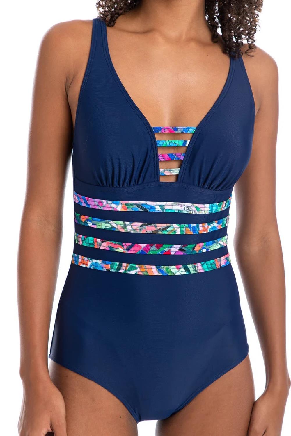 Togs Ravenna V-Neck Binding Swimsuit,Multi
