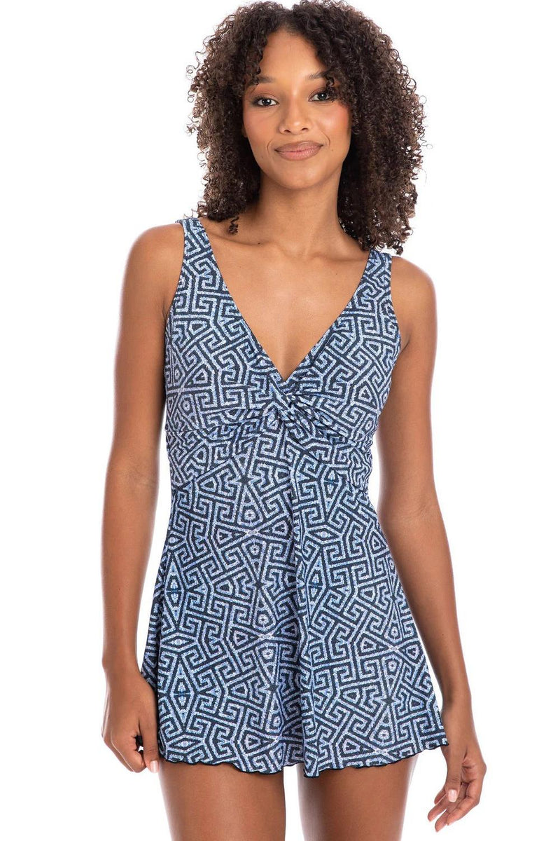 Togs Ferrara Twist One Piece Swimdress, Black/White (PF33TH)