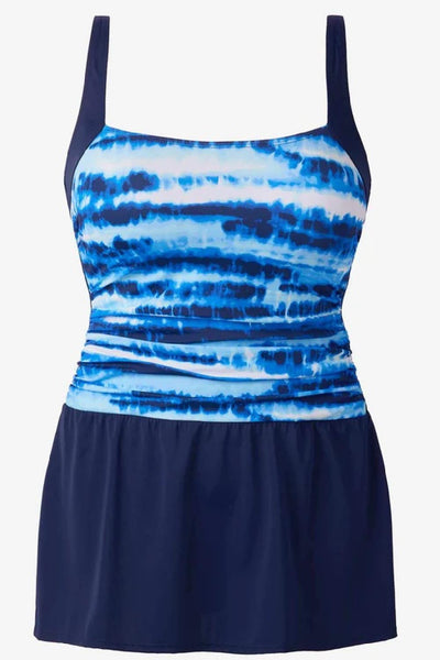 Shape Solver Tiger Sunrise Square Neck Skater Swimdress, Blue Multi (7104904)