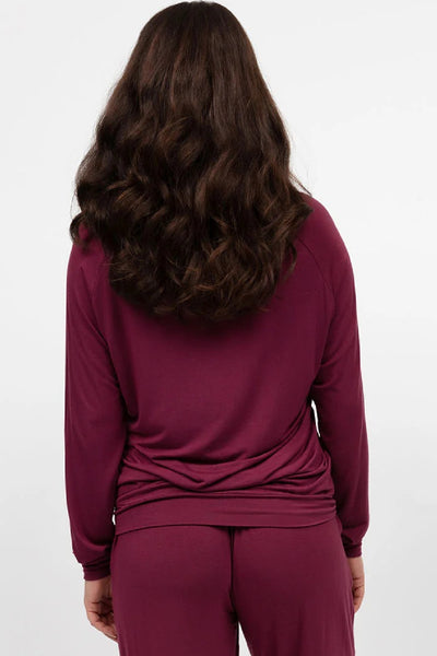 Cyberjammies Yasmin Slouch Jersey Pyjama Top, Oxblood (5087)