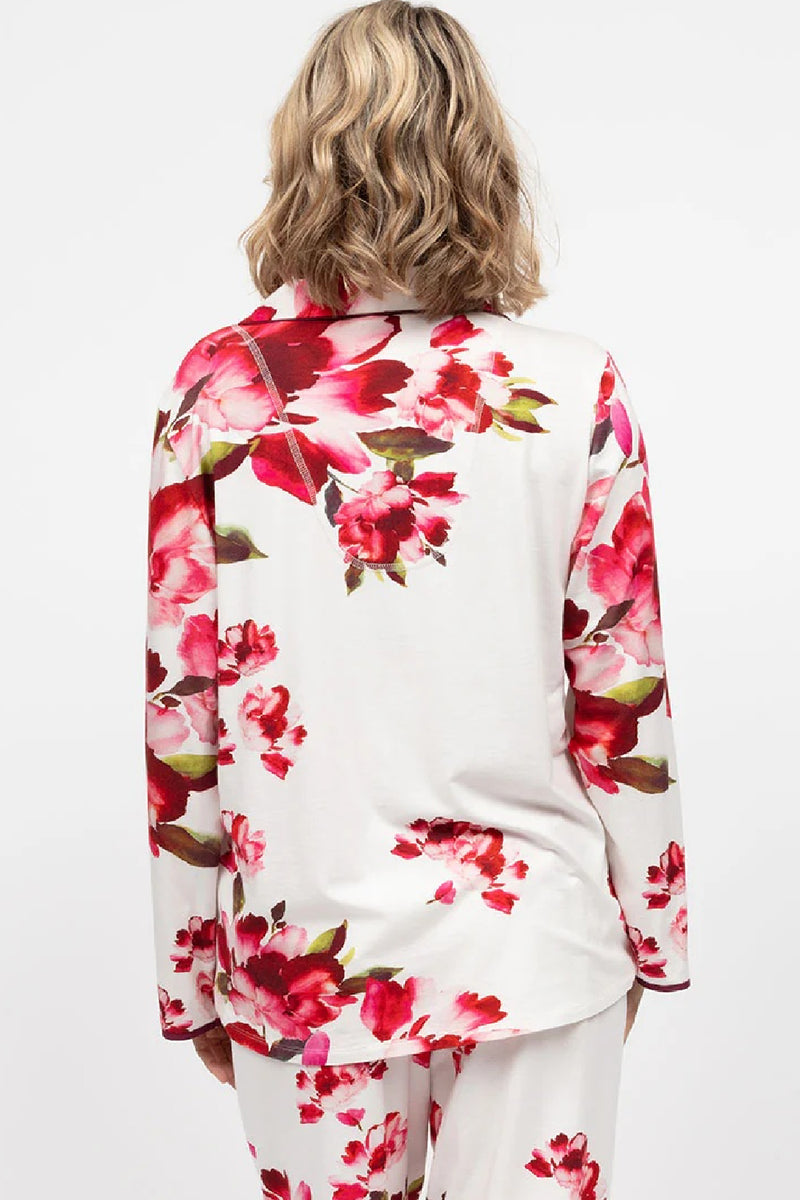 Cyberjammies Isabella PJ Top, Oxblood Mix Floral (5116)